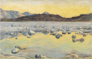 Maggia-delta voor zonsopgang door Ferdinand Hodler
